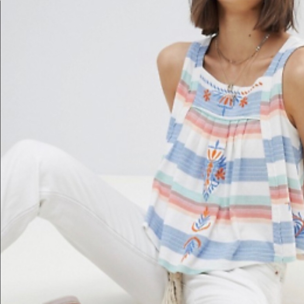 Free People Amber Skies Embroidered Tank